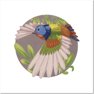 Flying Painted Bunting Dot Posters and Art